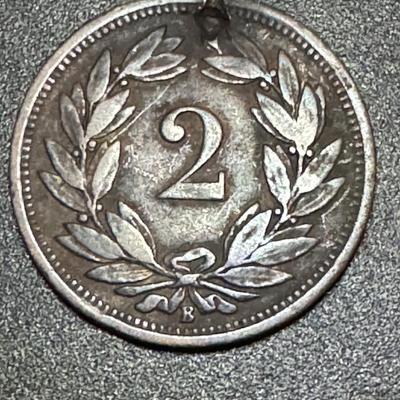 1879 Helvetia 2 Swiss Rappen