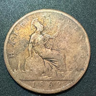 1862 Half Penny - Victori a 2nd (1st type)