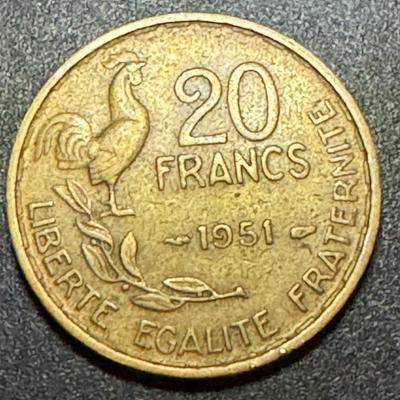 1951 20 Francs Liberte Egalite Fraternite