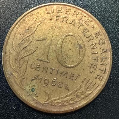 1968 10 Centimes Liberte Egalite Fraternite Republique Francaise