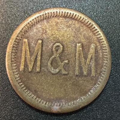 M & M Good for 5 cent in trade token