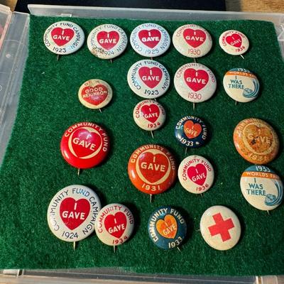 American Red Cross donation buttons from 1920's - 30's