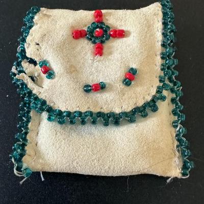Handmade mini beaded pouch - stash bag for medicinal herbs