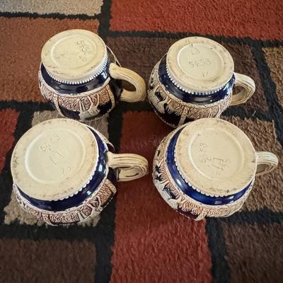 Rare Vintage Marzi & Remy German stoneware hot cider Tureen W/ 4 cups