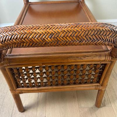Pier 1 Rattan Footstool/ Bench with Cushion