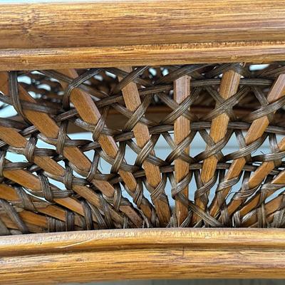 Pier 1 Rattan Footstool/ Bench with Cushion