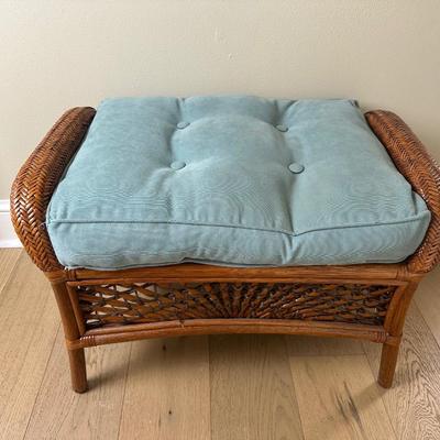 Pier 1 Rattan Footstool/ Bench with Cushion
