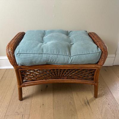Pier 1 Rattan Footstool/ Bench with Cushion
