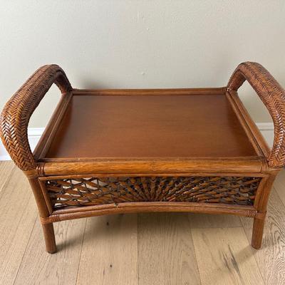 Pier 1 Rattan Footstool/ Bench with Cushion