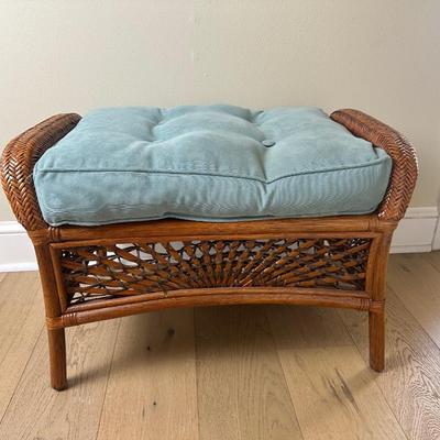 Pier 1 Rattan Footstool/ Bench with Cushion
