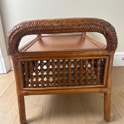 Pier 1 Rattan Footstool/ Bench with Cushion