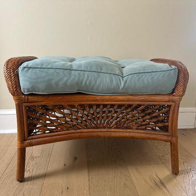 Pier 1 Rattan Footstool/ Bench with Cushion