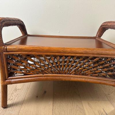 Pier 1 Rattan Footstool/ Bench with Cushion