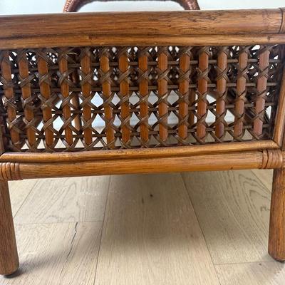 Pier 1 Rattan Footstool/ Bench with Cushion