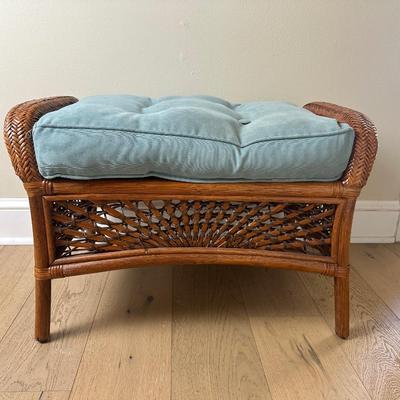 Pier 1 Rattan Footstool/ Bench with Cushion