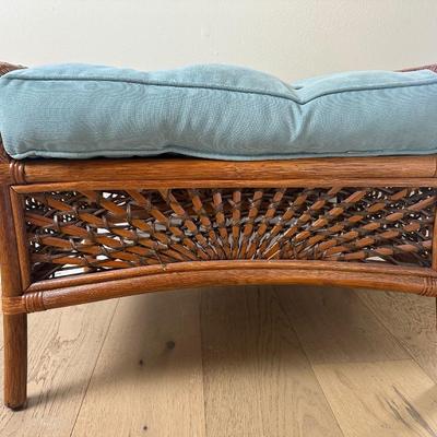 Pier 1 Rattan Footstool/ Bench with Cushion