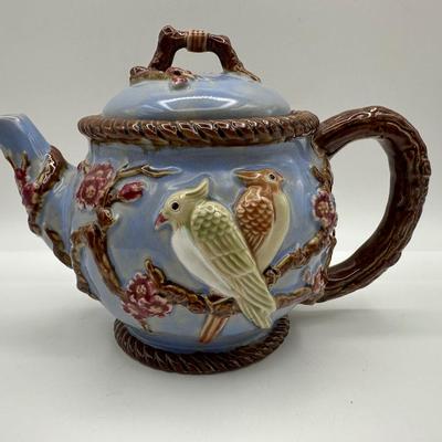 Vintage Teapot-Raised Relief Birds On Branches