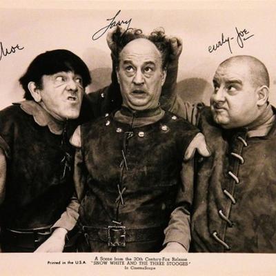 Larry, Moe, and Curly Joe signed movie still photo 