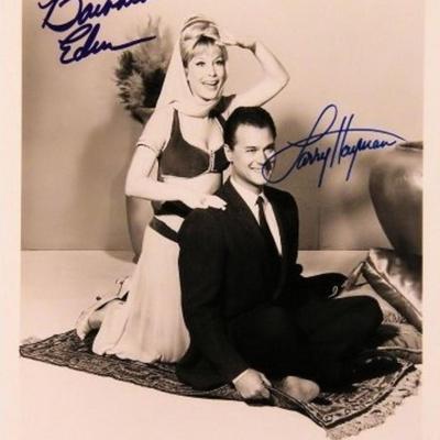 Barbara Eden and Larry Hagman signed promo photo 