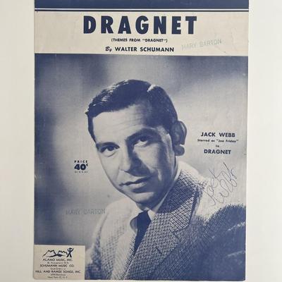 Dragnet Jack Webb signed sheet music