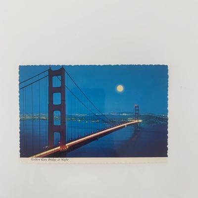 San Francisco Golden Gate Bridge at Night vintage post card