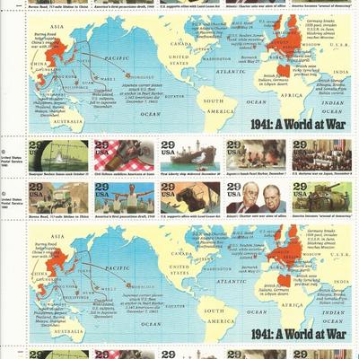 1941 WWII A World At War Stamps