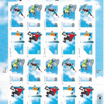 Xtreme Sports stamp sheet 20 x 33 cent stamps
