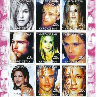 Jennifer Aniston & Brad Pitt  Cinderella Stamp Set