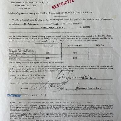 Fleetwood Mac founder Peter Green signed contract