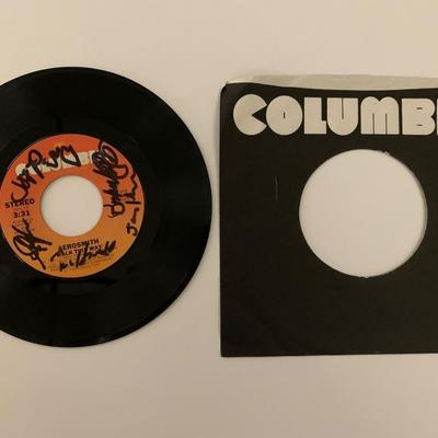 Aerosmith band signed Walk This Way 45 RPM