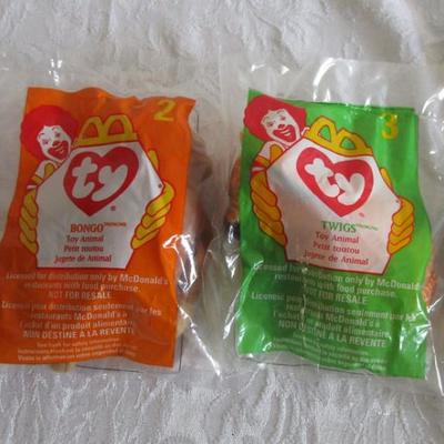 Vintage 1998 McDonald's beanie babies in bag 1-4