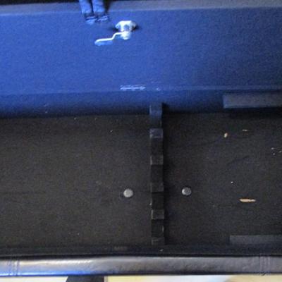 Black vinyl bench, false bottom and lock