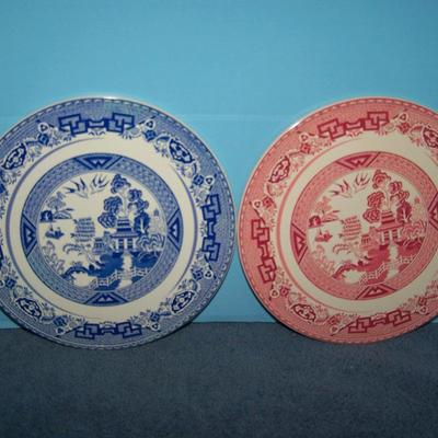 LOT 87 MCM BLUE & RED WILLOW HOT PADS/PLATES