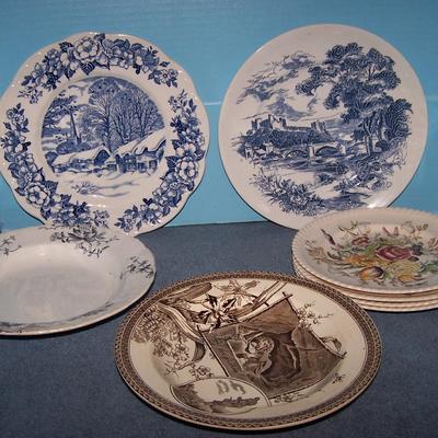 LOT 93 LOVELY OLD PLATES/BOWLS---SOME VERY OLD