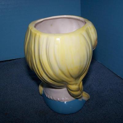 LOT 95 ADORABLE MCM CAT PLANTER & HEAD VASE