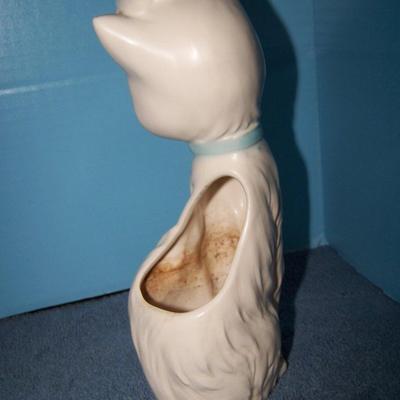 LOT 95 ADORABLE MCM CAT PLANTER & HEAD VASE