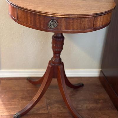 Mid 20th Century Wood Round Table With Drawers