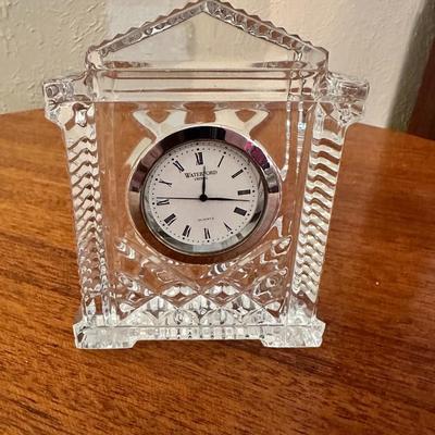 Waterford Crystal 4” Leaded Crystal Grecian Tabletop, Desk Clock
