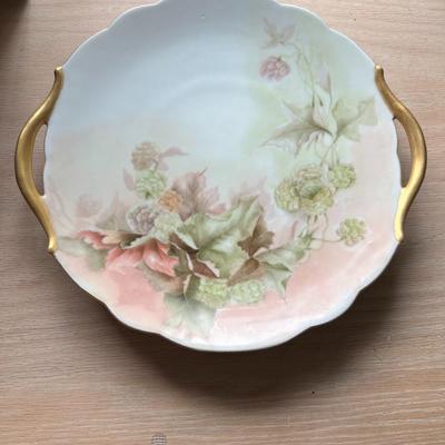 T & V Limoges France Cake Plate Hand-Painted Floral
