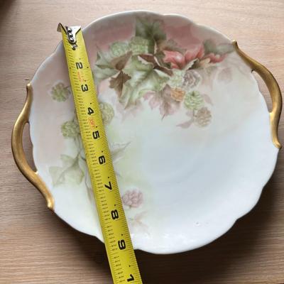 T & V Limoges France Cake Plate Hand-Painted Floral