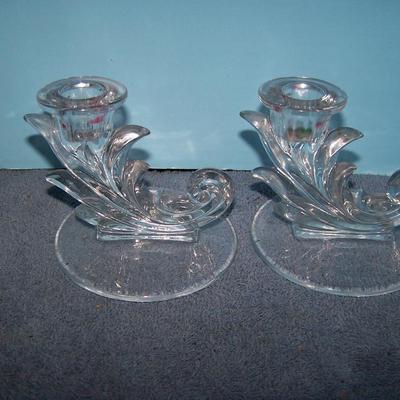 LOT 96 LOVELY VINTAGE GLASS CANDLESTICKS