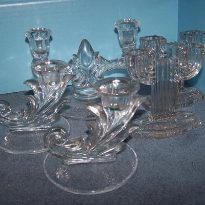 LOT 96 LOVELY VINTAGE GLASS CANDLESTICKS