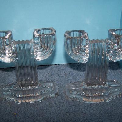 LOT 96 LOVELY VINTAGE GLASS CANDLESTICKS