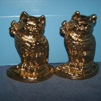 LOT 101 GREAT COLLECTABLE BRASS CAT BOOKENDS