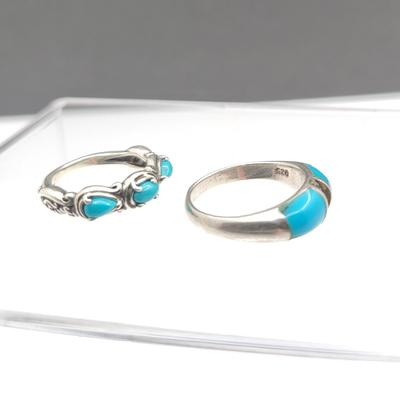 Two Sterling Turquoise Rings 8.5gr