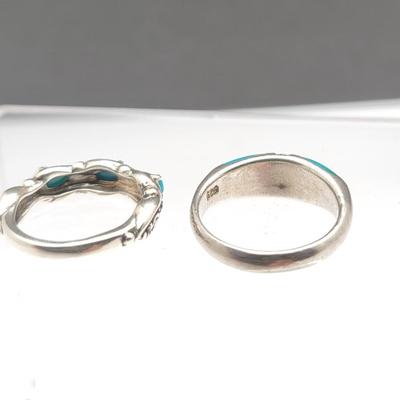 Two Sterling Turquoise Rings 8.5gr