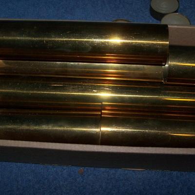 LOT 104 WONDERFUL MCM COLLECTION OF BRASS COLUMN CANDLESTICKS