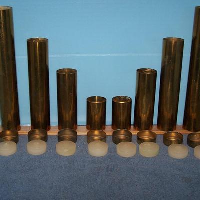 LOT 104 WONDERFUL MCM COLLECTION OF BRASS COLUMN CANDLESTICKS