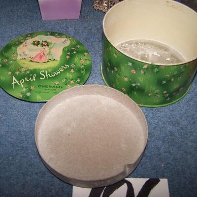 LOT 106 LOVELY VINTAGE DRESSER ITEMS---PERFUMES/BOX/POWDER