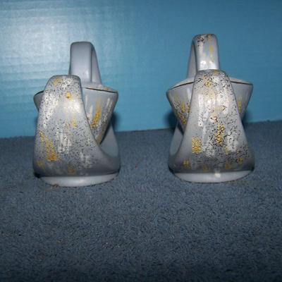 LOT 110 FABULOUS 3 PAIR MCM CANDLESTICKS--COPPER/GLASS/POTTERY